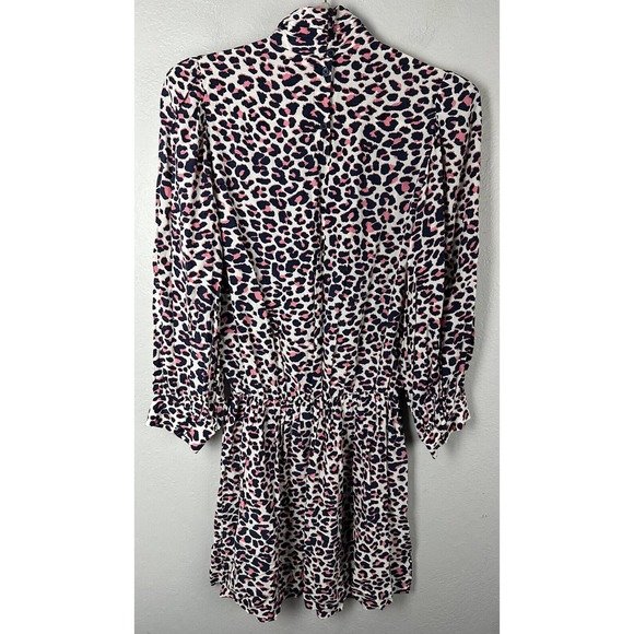 Zadig & Voltaire Dress Rivali White/Pink Leopard Print Size Large Mock Neck Mini - Picture 2 of 6